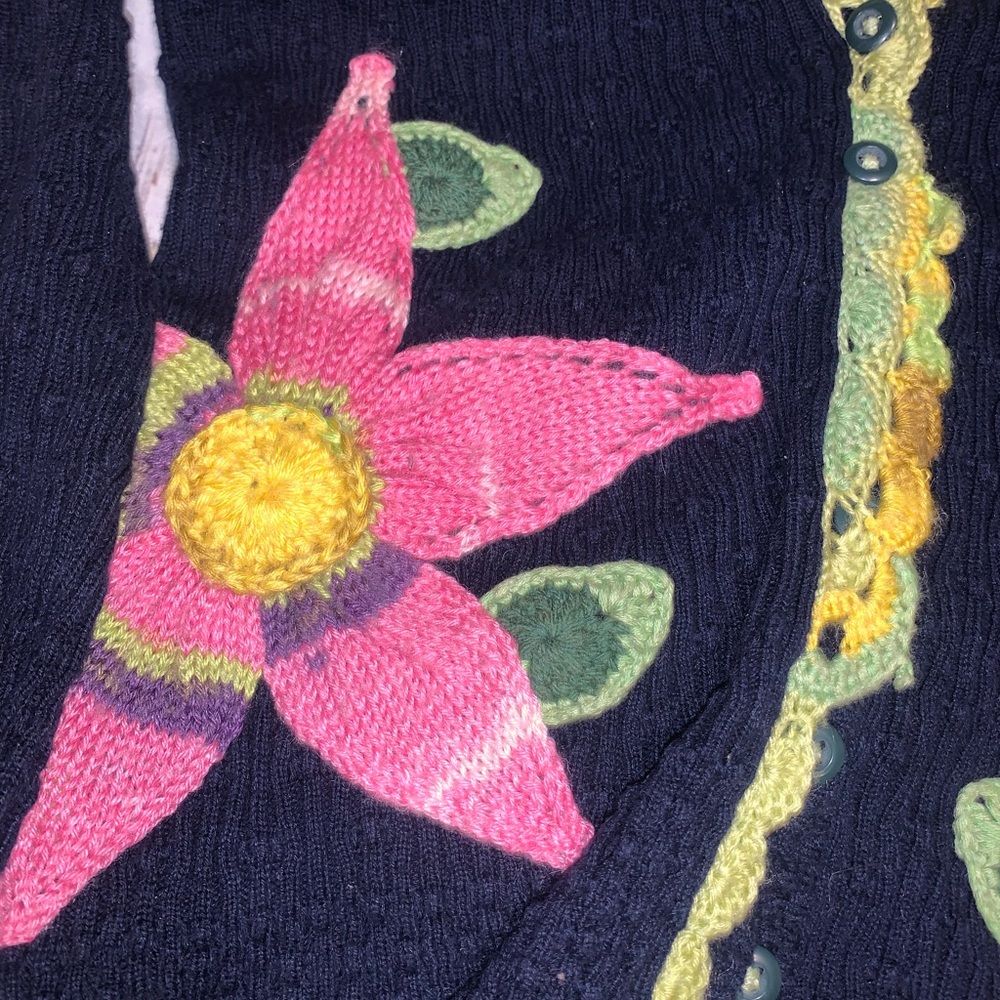 Retro Anthropologie Sparrow earthly delights floral embroidered knit cardi XS - Picture 4 of 5